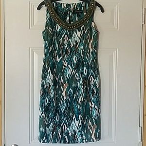 Connected. Multi color dress. Beading around neck